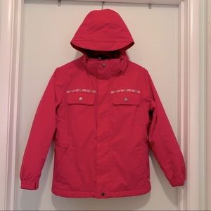 Burton dark pink snow ski jacket girls size Large fleece lined
